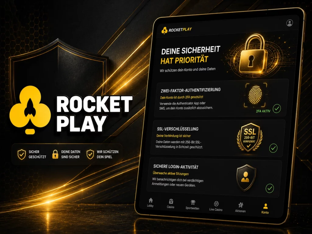 Sicherheitsfeatures beim Rocket Play Login
